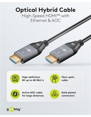 
76278 GOOBAY - Cable HDMI A-A 50 metros Optico activo 8K 60Hz  48Gbps Cable AOC Goobay