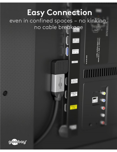 
65750 GOOBAY - Adaptador HDMI Hembra a HDMI Macho Codo 270°  Horizontal, 8K/60Hz Goobay plastico