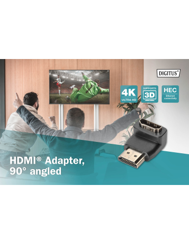 
AK-330502-000-S DIGITUS - Adaptador HDMI Hembra a HDMI Macho Codo 270°  Vertical, 4K/60Hz Digitus