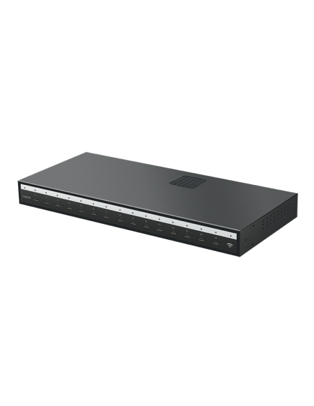 Estación de carga múltiple USB-C, 15 puertos, PD, inteligente, gris