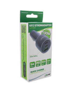 
31502A Cargador 3 puertos USB, 100W 2xUSB-C + 1xUSB-A Toma Mechero para coche Inlin Blister Carton 2