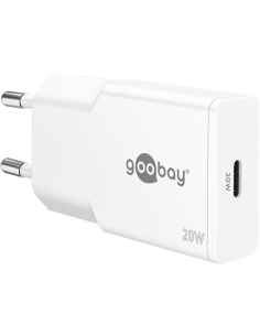 Cargador  20W USB 1 puert. USB-C Blanco GAN FC PD Slimm Goobay