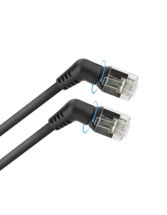 
DD1951 ACT Latiguillo CAT 6A, U/FTP,  1.50 m, Negro, LSZH-TPE  Slim Delgado Acodado 90º con ángulo giratorios de 360° ACT