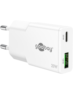 
75730 GOOBAY - Cargador  20W USB 2 puert. USB-C PD x , USB-A QC 1 GaN Dual Fast Charger Slim Blanco Goobay