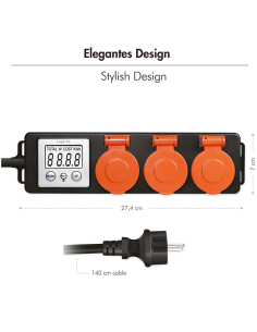 
EM0008 LOGILINK - Regleta de enchufes exterior de 3 vías, medidor de consumo energético, IP44, pantalla LCD de 2,0" y tapas p 2