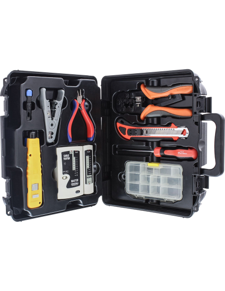66407H Kit de herramientas básicas de reparación de red con comprobador   Goldtool