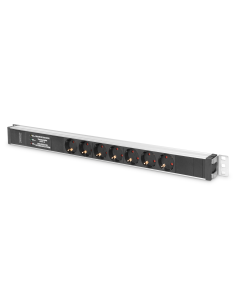 
Regleta Aluminio Rack 19"  7 Schuko, Entrada Schuko CEE 7/7 16A 2m 1U  Proteccion Sobretensiones DIGITUS