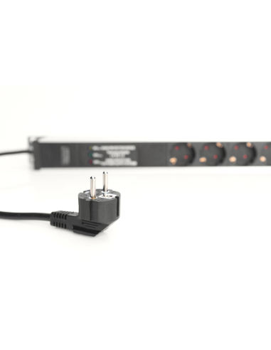 
Regleta Aluminio Rack 19"  7 Schuko, Entrada Schuko CEE 7/7 16A 2m 1U  Proteccion Sobretensiones DIGITUS