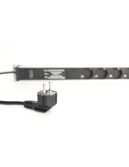 
Regleta Aluminio Rack 19"  7 Schuko, Entrada Schuko CEE 7/7 16A 2m 1U  Proteccion Sobretensiones DIGITUS