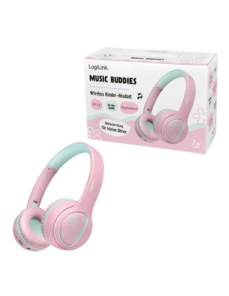 
BT0073P Auriculares para niños BT 5.4, máx. 85 dB, con micrófono, plegables, rosa Logilink