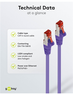 
93541 Latiguillo CAT 6, S/FTP,  3.00 m, Violeta, LSZH 2