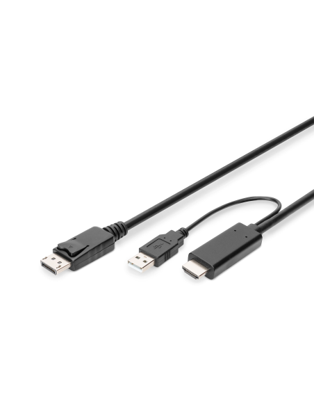 
AK-330111-020-S Cable Adaptador HDMI A 1.4 a DisplayPort 1.2 4K 30Hz 2m  Fuente de alimentación externa USB - A