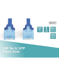 
DK-1511-005/B CAT 5e U-UTP patch cord, Cu, PVC AWG 26/7, length 0.5 m, color blue