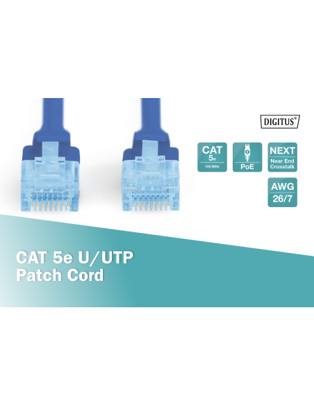 CAT 5e U-UTP patch cord, Cu, PVC AWG 26/7, length 3 m, color blue