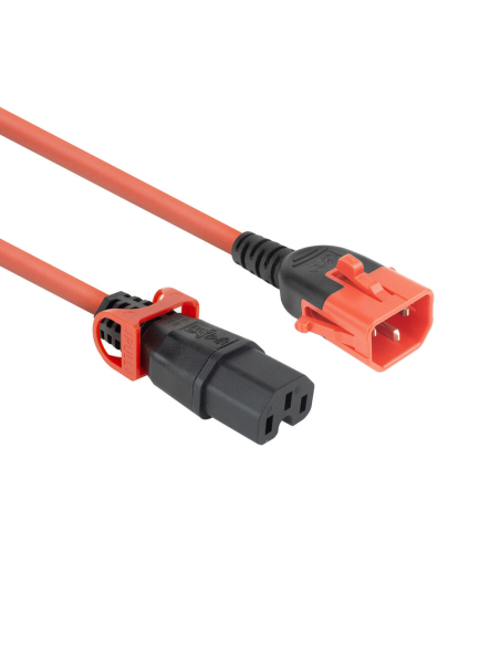 
ACT PL0063 Cable Extension C14 a C15   3,00 m Rojo  IEC Lock dobe lock ACT