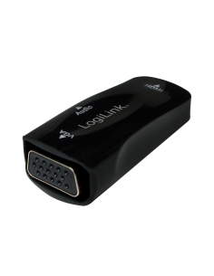 
CV0108 Convertidor Compacto de HDMI Hembra a VGA Hembra más audio 3.5 Hembra Negro 1080p Logilink
