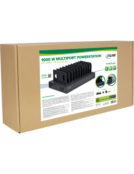 
Inline 31516B Estación de carga USB-C, 10x USB-C ,PD 3.0  y QC 5.0, 1.000 W, negro Inline
Caja Carton con Etiqueta Instrucci