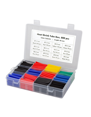 
Logilink KAB0123 tubos termorretráctiles, Caja con 800 piezas, 45 mm de longitud, relación de contracción 2:1, colores mezcla