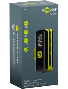 
77827 Compresor inalámbrico
 Bomba de aire portátil con un máximo de 10 bar/150 psi para coches, bicicletas, motos o balones.