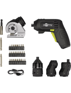 
Mini destornillador inalámbrico 4 en 1, 35 piezas.
Taladro de pistola con 4 accesorios y juego de herramientas compuesto por  2