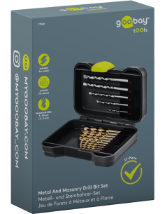 
77848 Juego de brocas para metal y mampostería, 17 brocas afiladas para agujeros pasantes y ciegos en metal y piedra,