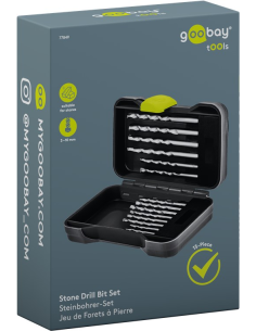 
77849 Juego de brocas para piedra, 15 brocas afiladas para agujeros pasantes y ciegos en piedra, 2