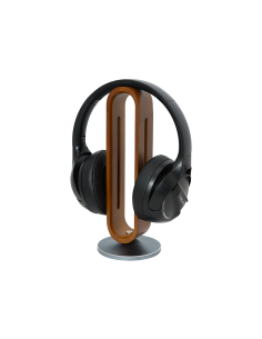 
AA0193 Soporte de madera de bambú para auriculares, base de aluminio, hasta 5 kg, supraaurales, marrón/plateado 2