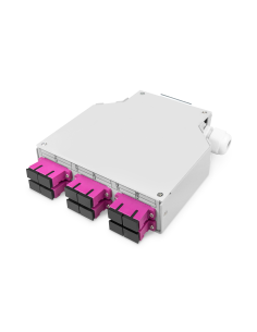 
 DIGITUS Caja de fibra óptica para carril DIN, MM-OM4, montada, con adaptador SC y pigtail
Número de artículo: DN-963850-4
