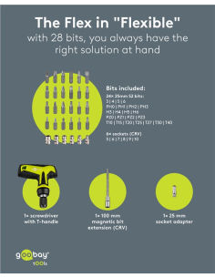 
77841 Juego de destornilladores con 30 puntas 
Juego de herramientas para atornillar, montar y hacer bricolaje 2