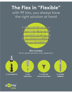 
77844 Juego de destornilladores con 100 puntas
 Juego de herramientas de acero S2 para atornillar, montar y realizar trabajo 2