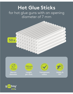 
77851 Barras de pegamento caliente de 7 mm, 50 uds. Barras de repuesto para pistolas de pegamento 2