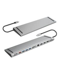 
UA0411 : Logilink USB 3.2 Gen2 docking station, USB-C, 12 port, PD, silver 