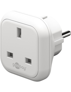 
94270 Adaptador de viaje BLANCO de Reino Unido a Europa, 
Para conectar dispositivos del Reino Unido (tipo G) a enchufes euro
