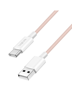 
CU0323 Cable de  0,50m USB 2.0 0.48 Gbit/s  PD60W USB C Macho a USB-A Macho Rosa NYLON Logilink Retail