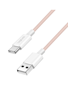 
CU0324 Cable de  1,00m USB 2.0 0.48 Gbit/s  PD60W USB C Macho a USB-A Macho Rosa NYLON Logilink Retail