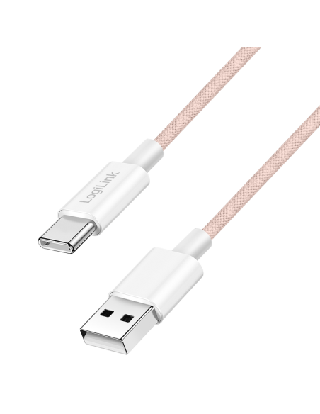 
CU0325 Cable de  1,50m USB 2.0 0.48 Gbit/s  PD60W USB C Macho a USB-A Macho Rosa NYLON Logilink Retail