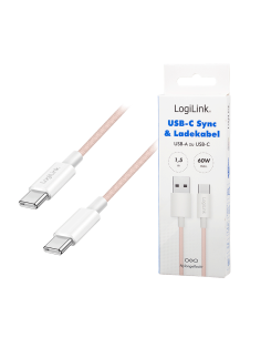 
CU0325 Cable de  1,50m USB 2.0 0.48 Gbit/s  PD60W USB C Macho a USB-A Macho Rosa NYLON Logilink Retail 2