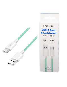 
CU0326 Cable de  0,50m USB 2.0 0.48 Gbit/s  PD60W USB C Macho a USB-A Macho Verde NYLON Logilink Retail 2