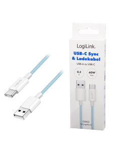 
CU0329 Cable de  0,50m USB 2.0 0.48 Gbit/s  PD60W USB C Macho a USB-A Macho Azul NYLON Logilink Retail 2