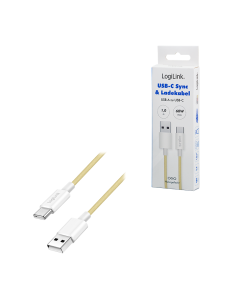 
CU0333 Cable de  1,00m USB 2.0 0.48 Gbit/s  PD60W USB C Macho a USB-A Macho Amarillo NYLON Logilink Retail 2