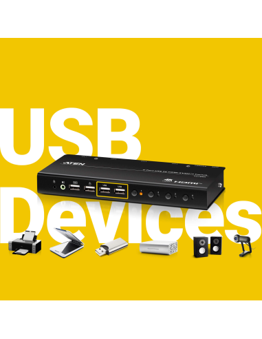 
ATEN CS784H Conmutador KVMP USB 4K HDMI de 4 puertos (cables incluidos) Nuevo
CS784H