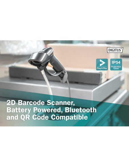 DA-81003 Escáner manual para códigos de barras 2D, con batería, compatible con Bluetooth y código QR 200 exploraciones/min., co