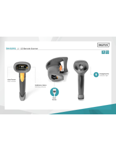 
DA-81001 Escáner de códigos de barras 1D - Escáner de mano bidireccional - 200 escaneos/s - 30 cm de distancia de escaneado - 2