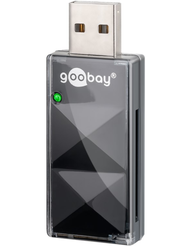 
95682 Lector de tarjeta compacto SD/Micro SD USB 2.0  Negro  Goobay Blister caja de carton