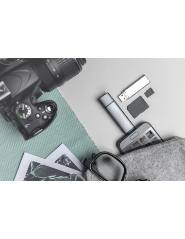 
Lector de Tarjetas Dual con hub - USB-A y USB-C - Lector de Tarjetas SD y Micro-SD - Hub USB 3.0 1 Puerto - Gris