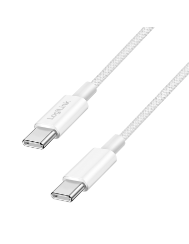 
CU0341 Cable de  1,00m USB 2.0 480Mbps PD60W USB-C Macho a USB-C Macho, nylon, Blanco