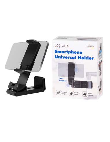 
AA0169 Soporte para smartphone plegable y con abrazadera, para 4,7-6,9", giratorio 360°, negro