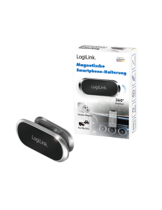 
Soporte Adhesivo magnético para smartphone, giratorio 360°, hasta 800 g, aluminio, negro/plata