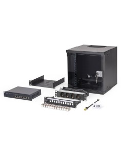 Conjunto de red de 10", carcasa mural 6U y accesorios, negro Versión SOHO Pro, sin montar