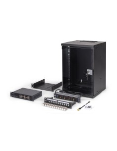 Conjunto de red de 10", carcasa mural 9U y accesorios, negro Versión SOHO Pro, sin montar